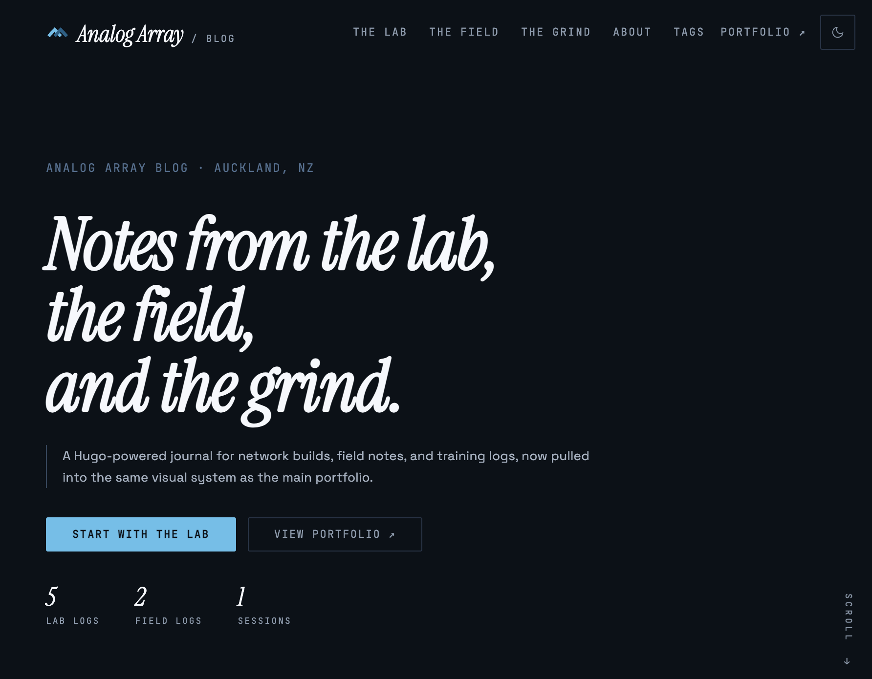 Analog Array blog homepage